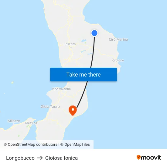 Longobucco to Gioiosa Ionica map