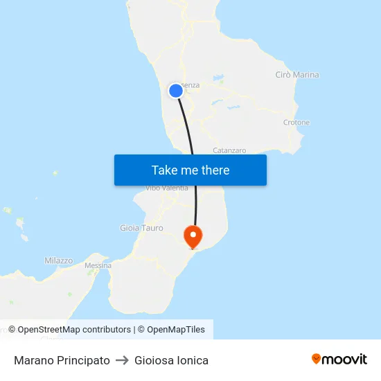 Marano Principato to Gioiosa Ionica map