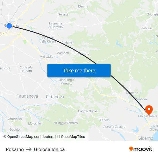 Rosarno to Gioiosa Ionica map