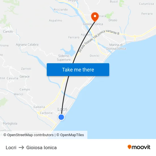Locri to Gioiosa Ionica map