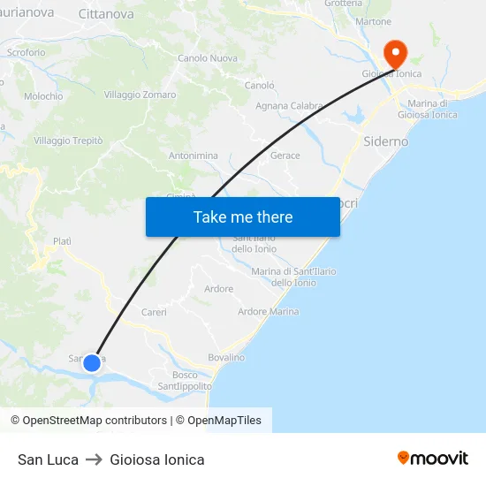San Luca to Gioiosa Ionica map
