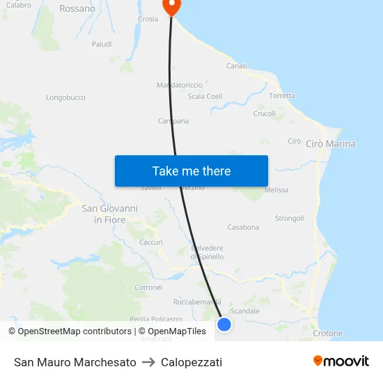 San Mauro Marchesato to Calopezzati map