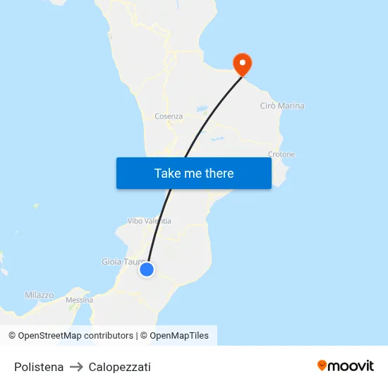 Polistena to Calopezzati map