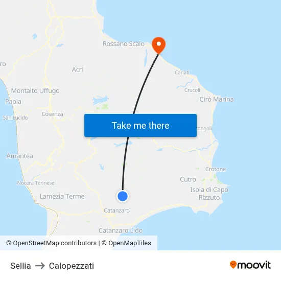 Sellia to Calopezzati map