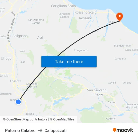 Paterno Calabro to Calopezzati map
