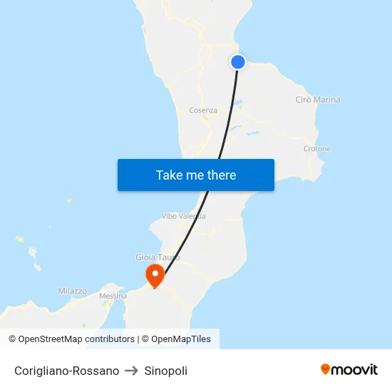 Corigliano-Rossano to Sinopoli map