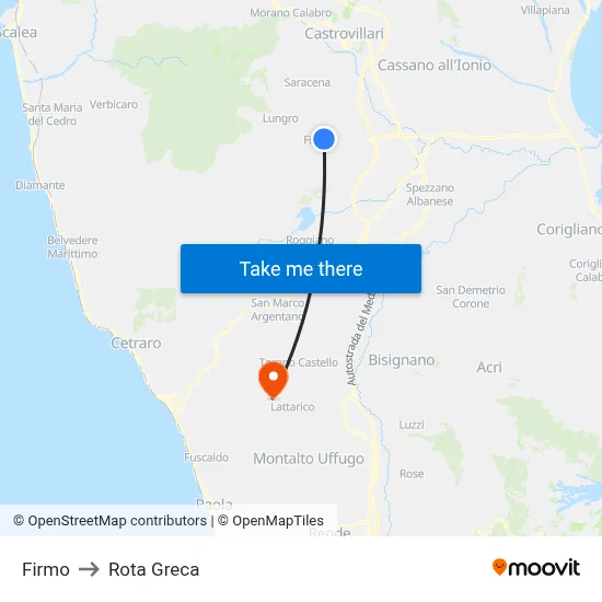 Firmo to Rota Greca map
