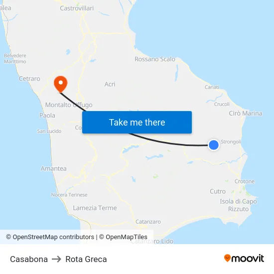 Casabona to Rota Greca map