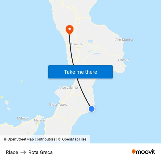 Riace to Rota Greca map