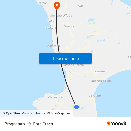 Brognaturo to Rota Greca map