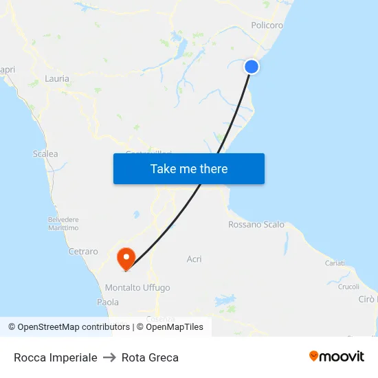 Rocca Imperiale to Rota Greca map