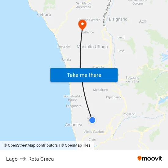 Lake to Rota Greca map
