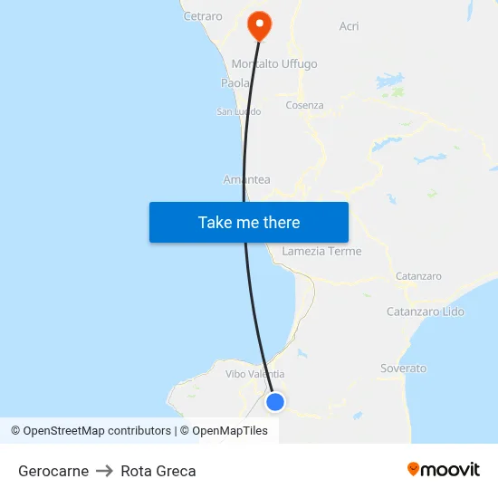 Gerocarne to Rota Greca map
