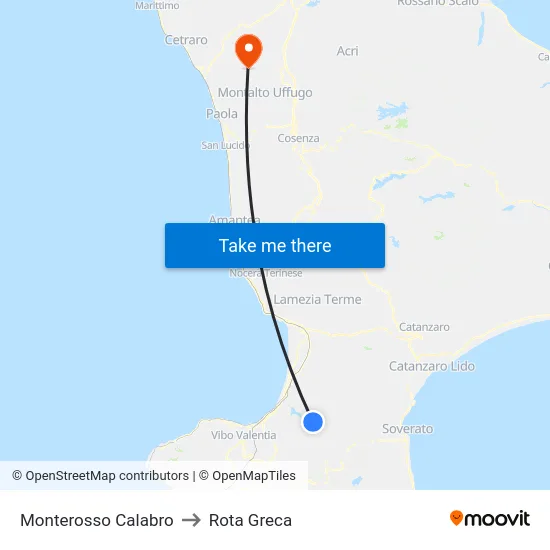 Monterosso Calabro to Rota Greca map