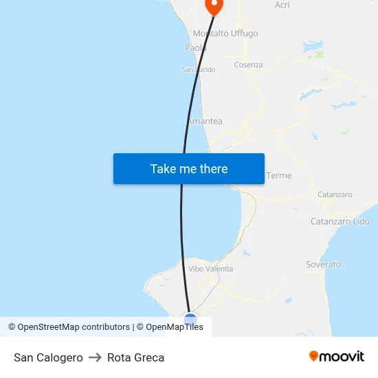 San Calogero to Rota Greca map