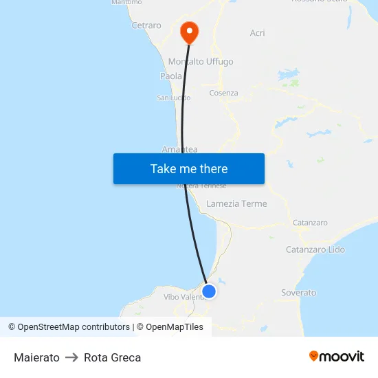 Maierato to Rota Greca map