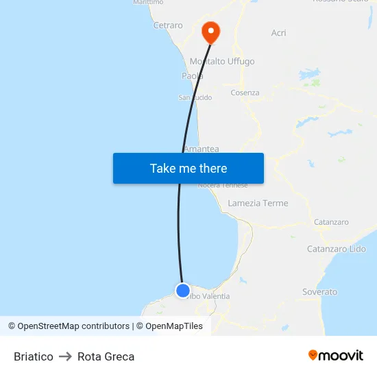 Briatico to Rota Greca map