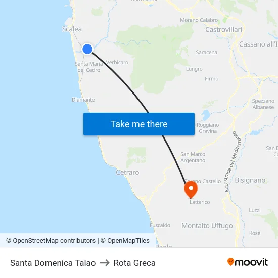 Santa Domenica Talao to Rota Greca map