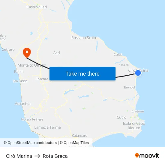 Cirò Marina to Rota Greca map