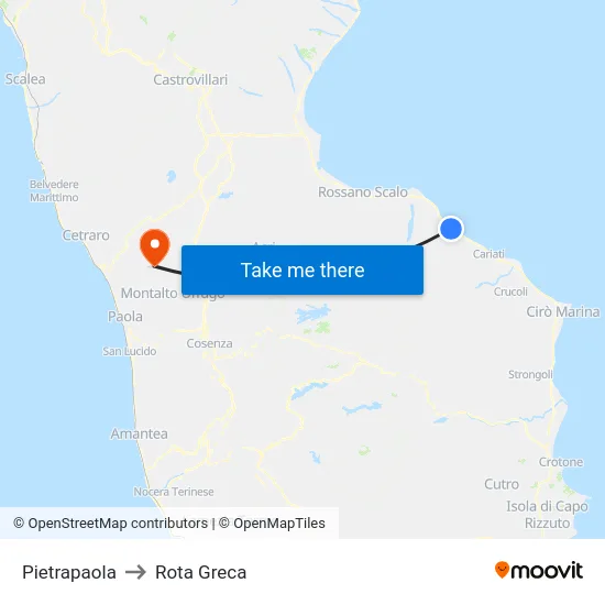 Pietrapaola to Rota Greca map