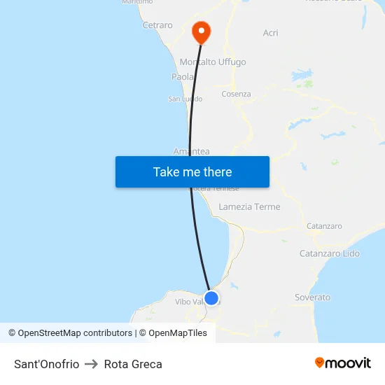 Sant'Onofrio to Rota Greca map