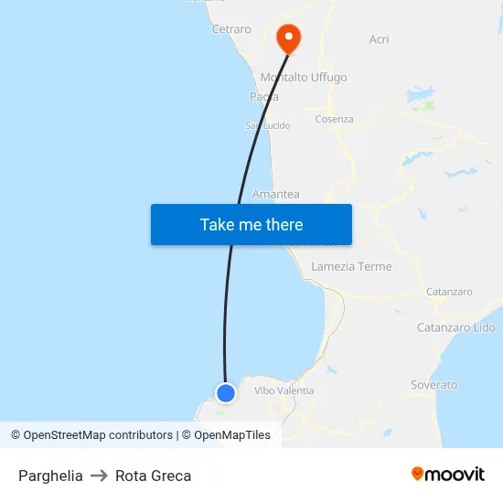 Parghelia to Rota Greca map