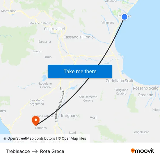 Trebisacce to Rota Greca map