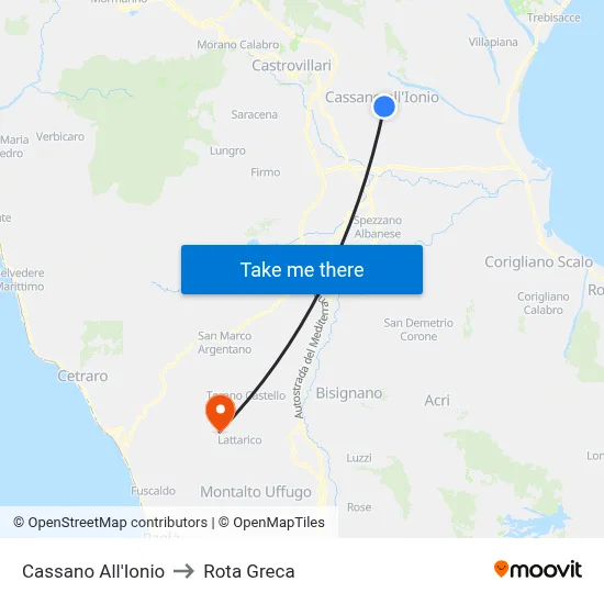 Cassano All'Ionio to Rota Greca map
