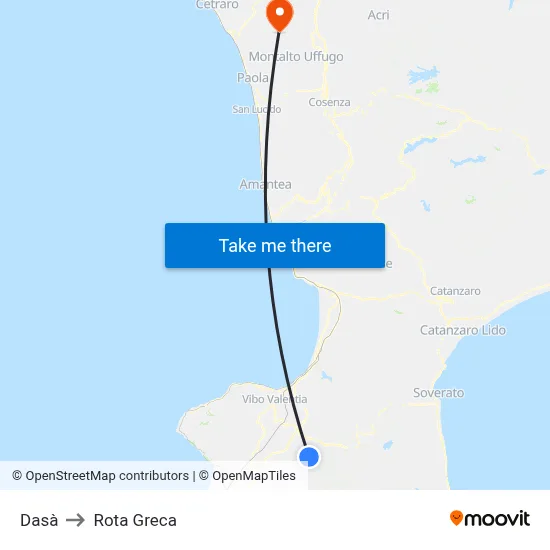 Dasà to Rota Greca map