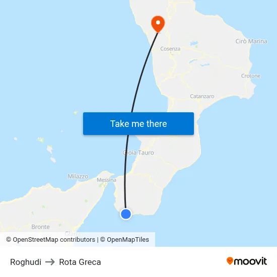 Roghudi to Rota Greca map