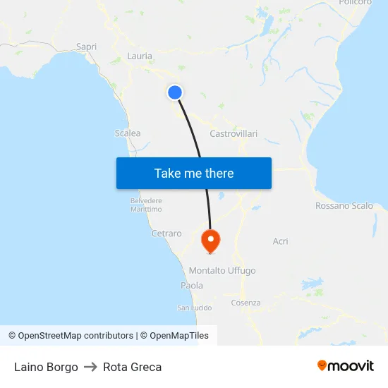 Laino Borgo to Rota Greca map