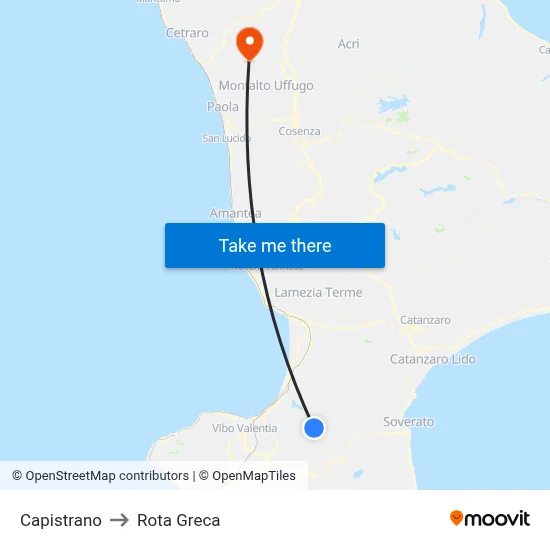 Capistrano to Rota Greca map