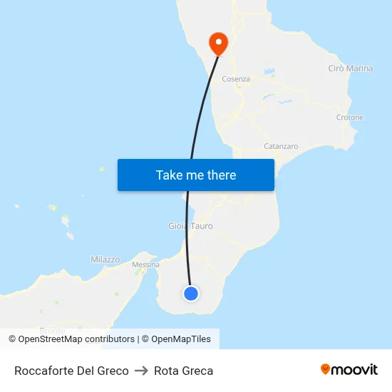 Roccaforte Del Greco to Rota Greca map