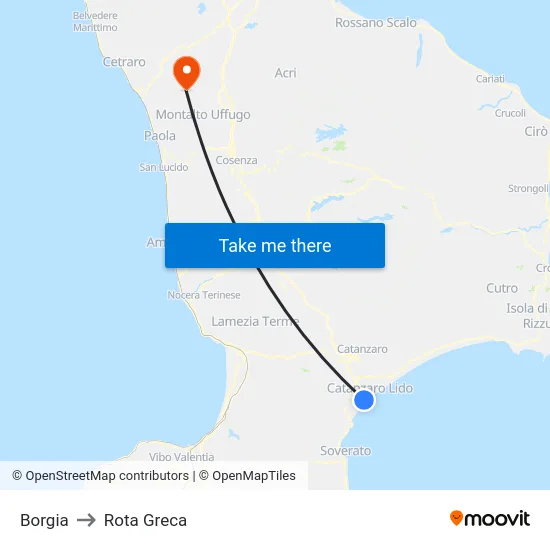 Borgia to Rota Greca map