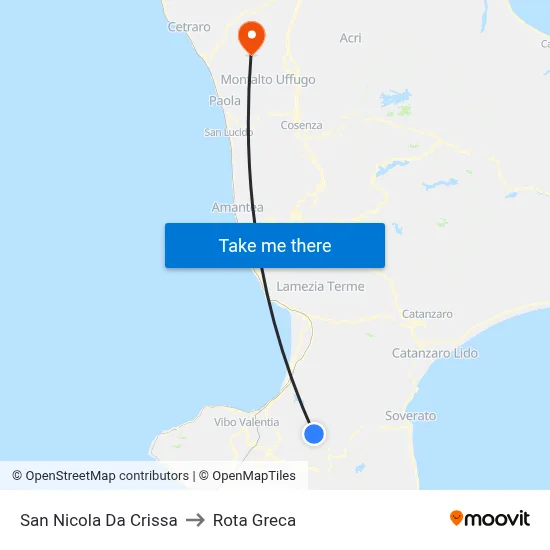 San Nicola Da Crissa to Rota Greca map
