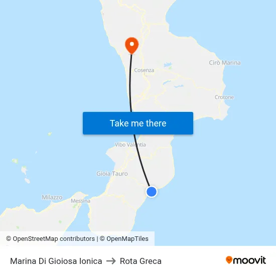 Marina Di Gioiosa Ionica to Rota Greca map