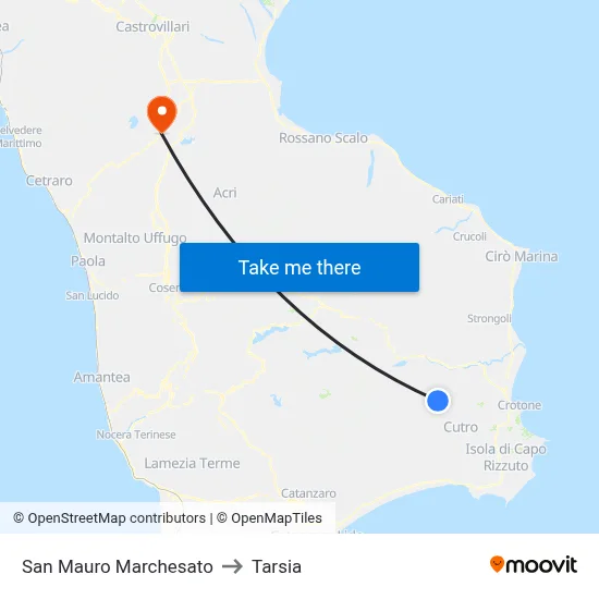 San Mauro Marchesato to Tarsia map