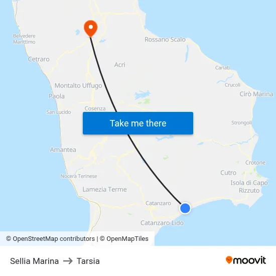 Sellia Marina to Tarsia map