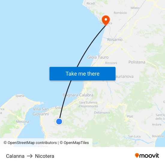 Calanna to Nicotera map