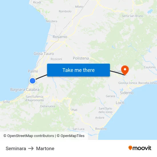 Seminara to Martone map