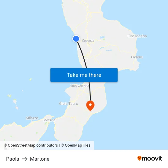 Paola to Martone map