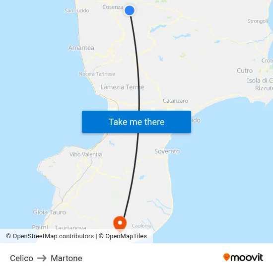 Celico to Martone map