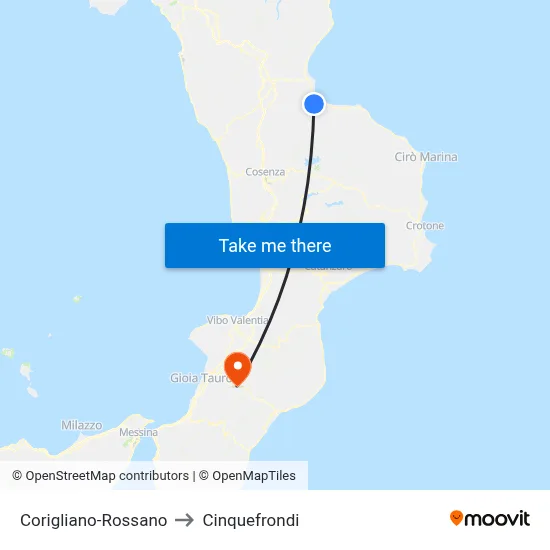 Corigliano-Rossano to Cinquefrondi map