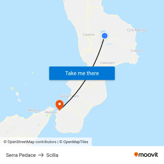 Serra Pedace to Scilla map