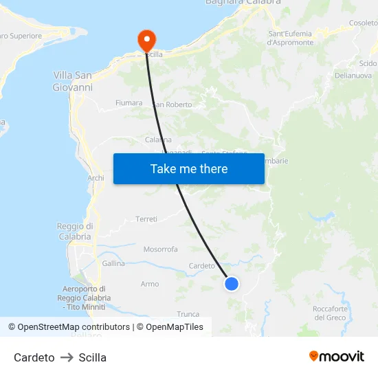 Cardeto to Scilla map