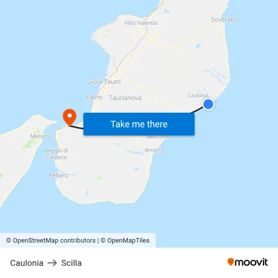 Caulonia to Scilla map