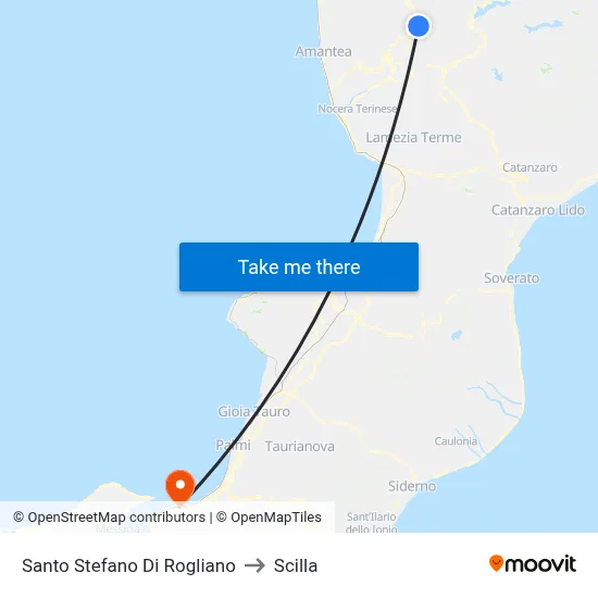 Santo Stefano Di Rogliano to Scilla map