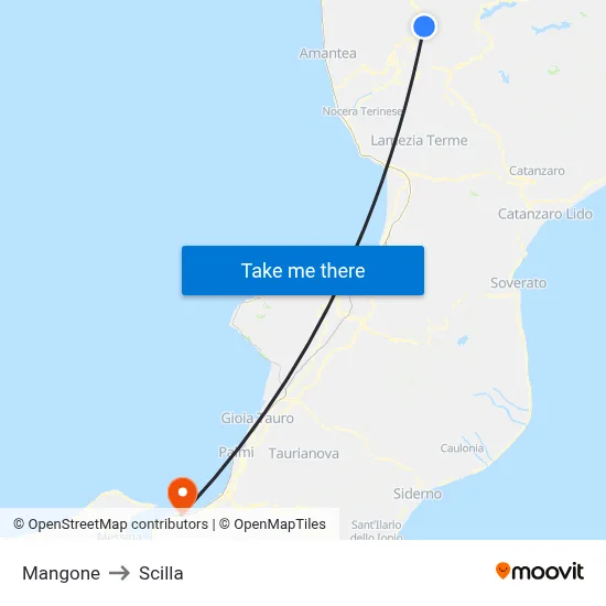 Mangone to Scilla map