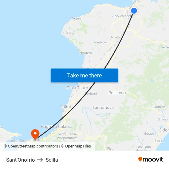 Sant'Onofrio to Scilla map