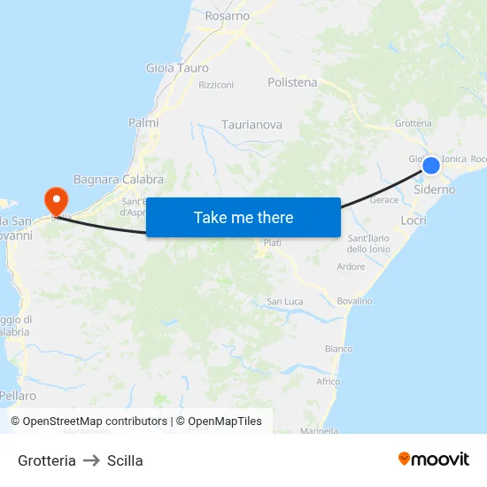 Grotteria to Scilla map